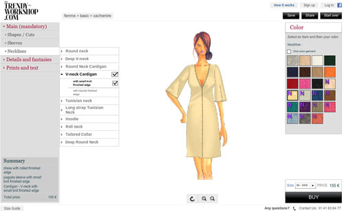 Trendy workshop garments configurator